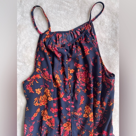 Collective Concepts Blue & Orange Crochet Trim Romper Small - Picture 4 of 5